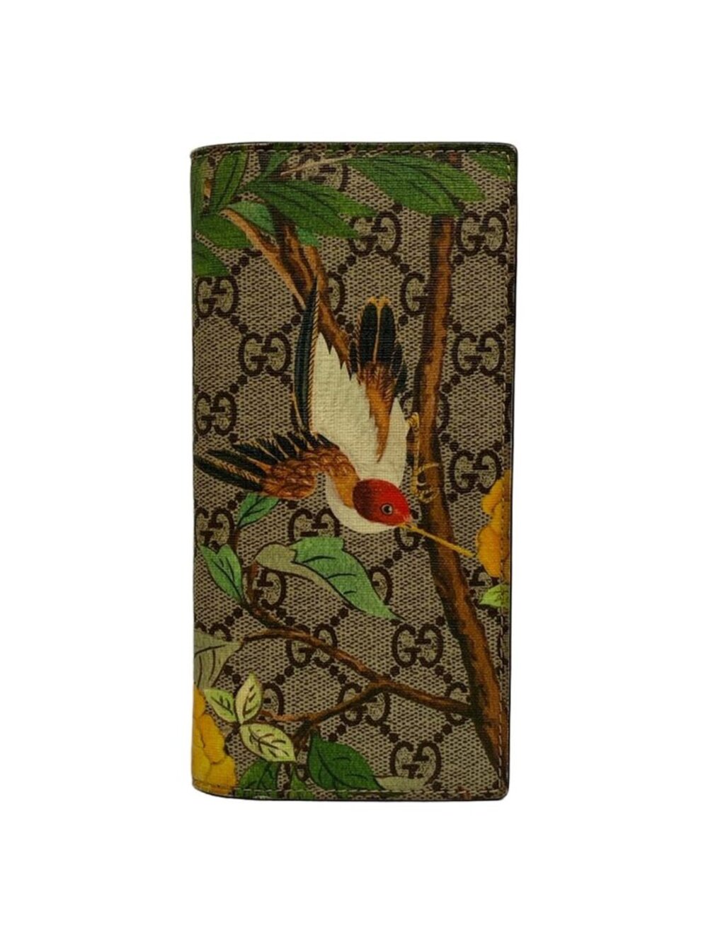 Gucci Wallet GG Supreme Tian Dark Brown Beige Multi - Picture 1 of 8